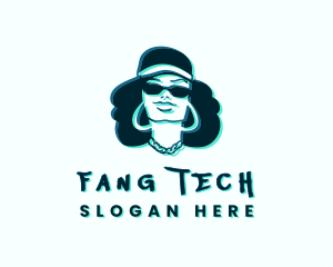 Glitch Hip Hop Woman logo design