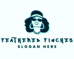 Glitch Hip Hop Woman logo design