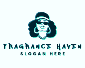 Glitch Hip Hop Woman logo design