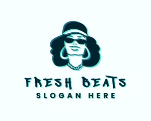 Hip Hop - Glitch Hip Hop Woman logo design