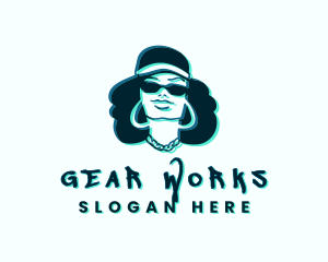 Glitch Hip Hop Woman logo design