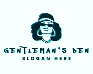 Glitch Hip Hop Woman logo design