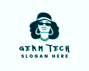 Glitch Hip Hop Woman logo design