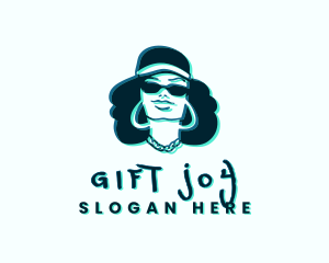 Glitch Hip Hop Woman logo design