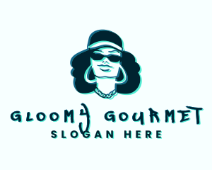 Glitch Hip Hop Woman logo design