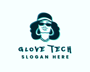 Glitch Hip Hop Woman logo design