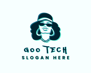 Glitch Hip Hop Woman logo design