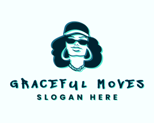 Glitch Hip Hop Woman logo design