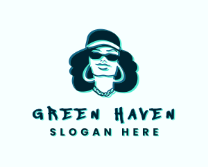 Glitch Hip Hop Woman logo design