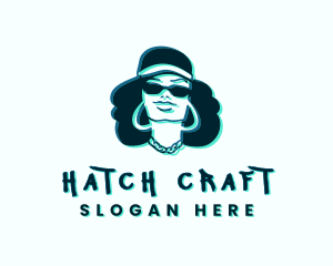 Glitch Hip Hop Woman logo design