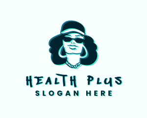 Glitch Hip Hop Woman logo design