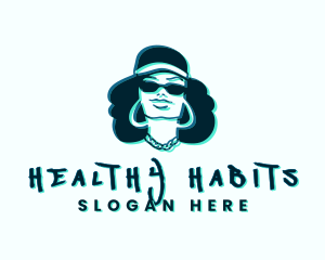 Glitch Hip Hop Woman logo design