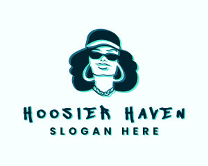 Glitch Hip Hop Woman logo design