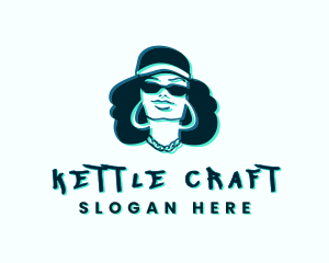 Glitch Hip Hop Woman logo design