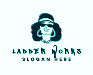 Glitch Hip Hop Woman logo design