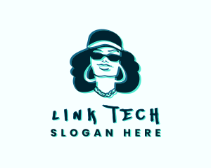 Glitch Hip Hop Woman logo design