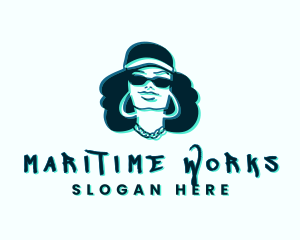 Glitch Hip Hop Woman logo design