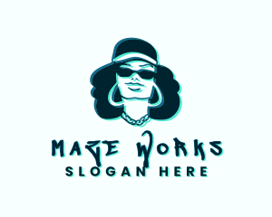 Glitch Hip Hop Woman logo design