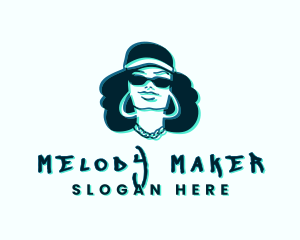 Singer - Glitch Hip Hop Woman logo design