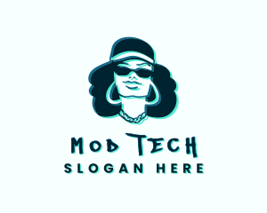 Glitch Hip Hop Woman logo design