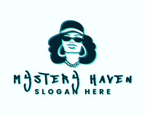 Glitch Hip Hop Woman logo design