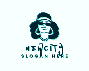 Glitch Hip Hop Woman logo design