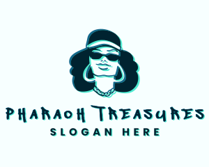 Glitch Hip Hop Woman logo design