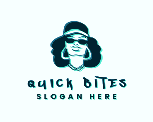 Glitch Hip Hop Woman logo design