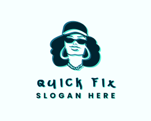 Glitch Hip Hop Woman logo design