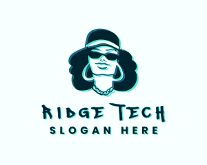 Glitch Hip Hop Woman logo design