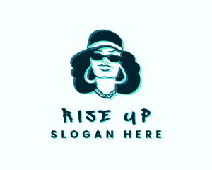 Glitch Hip Hop Woman logo design