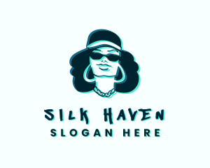 Glitch Hip Hop Woman logo design