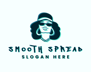 Glitch Hip Hop Woman logo design