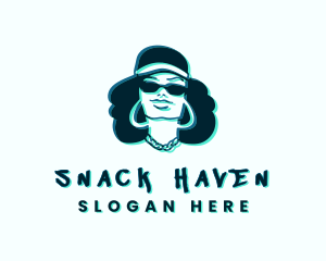 Glitch Hip Hop Woman logo design