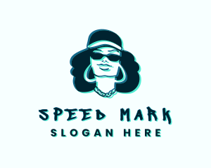 Glitch Hip Hop Woman logo design