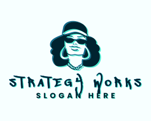 Glitch Hip Hop Woman logo design