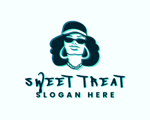 Glitch Hip Hop Woman logo design