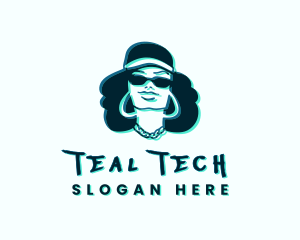 Glitch Hip Hop Woman logo design