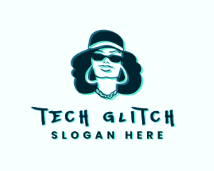 Glitch - Glitch Hip Hop Woman logo design