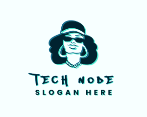 Glitch Hip Hop Woman logo design