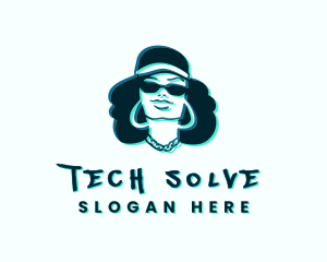 Glitch Hip Hop Woman logo design