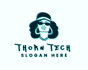 Glitch Hip Hop Woman logo design