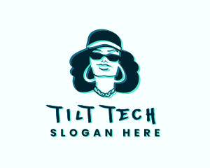 Glitch Hip Hop Woman logo design