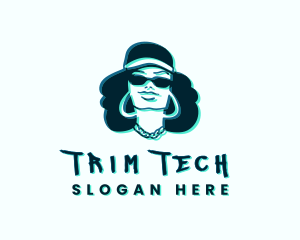 Glitch Hip Hop Woman logo design