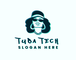 Glitch Hip Hop Woman logo design