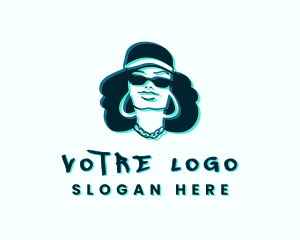 Pop Culture - Glitch Hip Hop Woman logo design