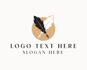 Calligraphy - Creative Writer Quill Pen logo design