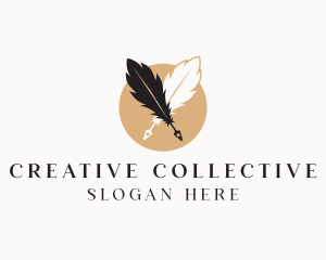 Creative Writer Quill Pen logo design