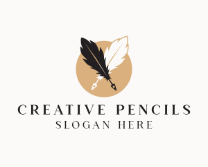 Creative Writer Quill Pen logo design