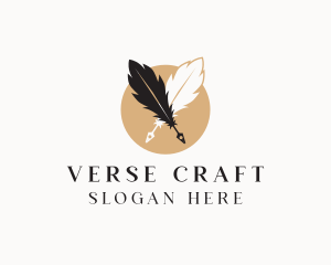 Poem - Creative Writer Quill Pen logo design